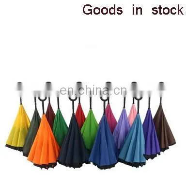 2016 Straight bar creative personality business reverse folding car reverse umbrella custom advertising double umbrella
