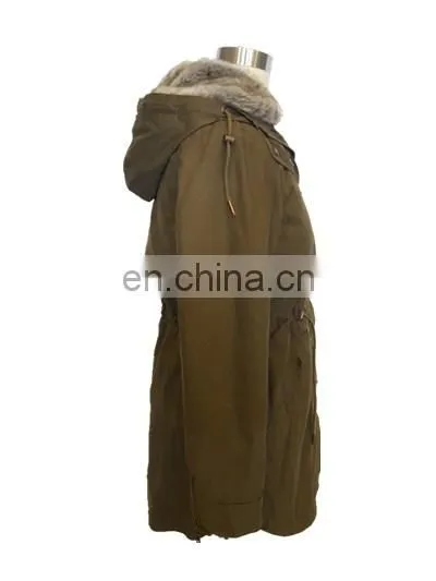 Latest Fashion European Green Faux Fur Parka Jacket Women photo-3