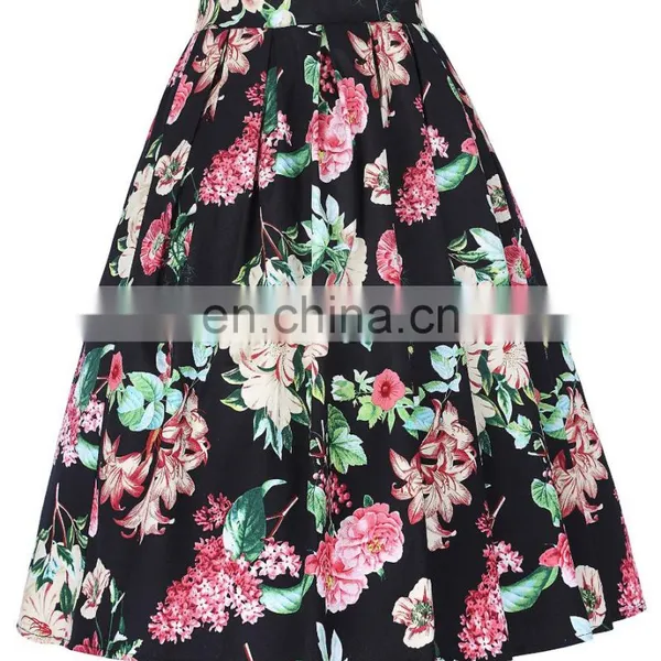 Grace Karin Women's Vintage Retro Pleated Cotton Floral Printed Summer Skirt 5 Patterns CL010401-4 photo-3