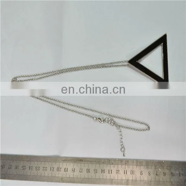 Silver Metal Chain Necklace With Enamel Triangle Metal Pendant