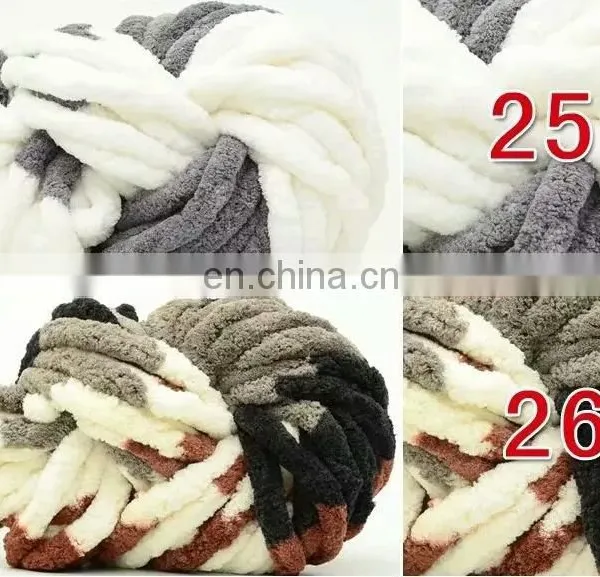 Space Dyed Mixed Colors for Chunky Chenille Yarn 100%polyester Soft photo-4