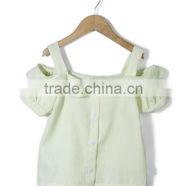 Girls Cool Summer Tops 2016 Green off Shoulder Girls Fancy Tops photo-2