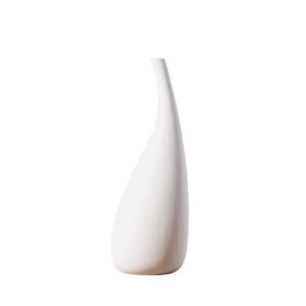 Water Drop Nordic Simple Style White Ceramic Dry Flower Vase For Dining Room Table photo-5