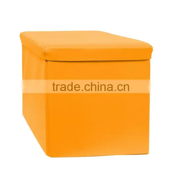 Kids Folding Storage Faux Leather Ottoman Stool photo-5