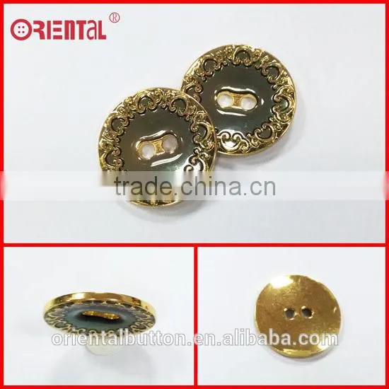 Fancy Flatback Enamel Gold Metal Lady Coats Button photo-2