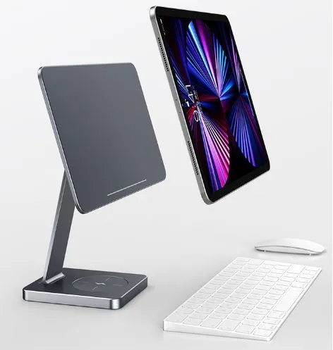 2022 Aluminum Desktop Lazy Magnetic Tablet Display Stand for IPad Pro 12.9 10.9 11 Inch With Wireless Charging Magnet Holder photo-2