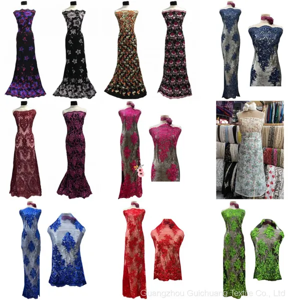 Factory Custom Fashion Wedding Dress Lace Fabric Lots of Flower Patterns photo-4