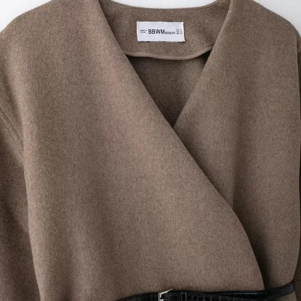 New Style Women's Retro Loose Casual Long-sleeved Coat With Belt and Soft Fabric. photo-2