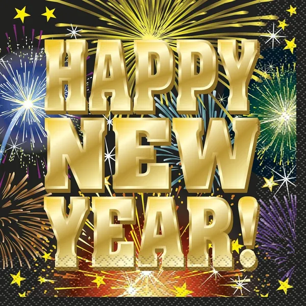 Happy New Year Blossoms and Lanterns Cocktail Luncheon Napkins Paper Party Tableware Facial Tissue & Serviette