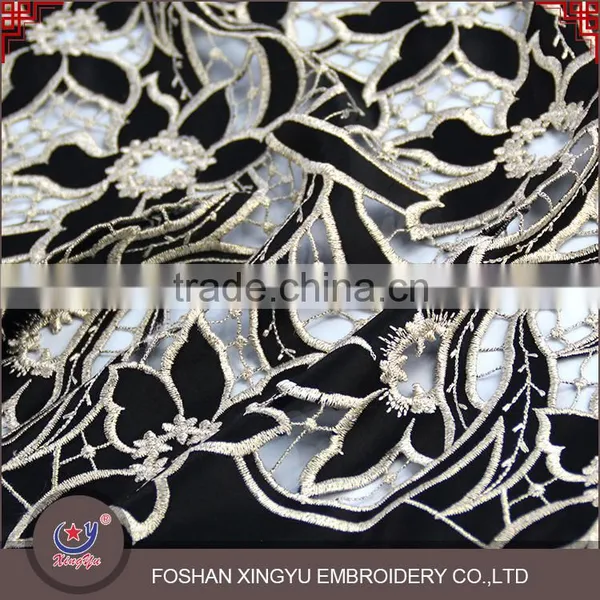 Hot-selling Promotional Custom Chemical Evening Sexy Dress Use Hot Popular Black Gold Lace Fabric Supplier's Choice photo-5