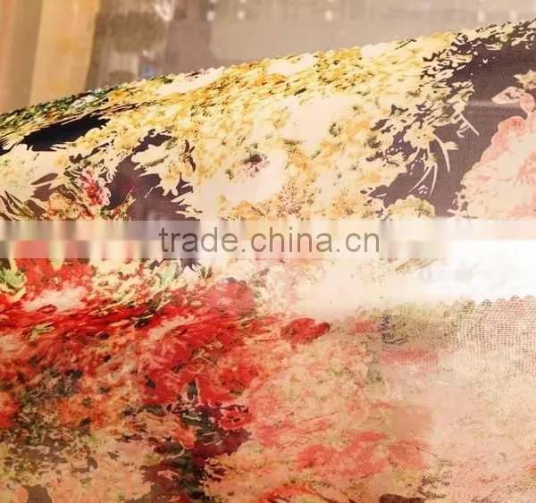 2015 Fabric Chiffon Print Flower Design for Women Dress photo-2