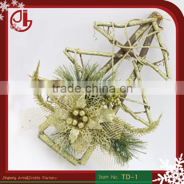 Christmas Home Decoration Glitter Powder Wood Pine Christmas Tree Ornaments Wholesale Christmas Ornament Suppliers