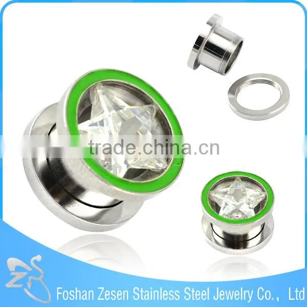 316L Big Star Zircon Body Jewelry Making Supplies Ear Plugs Tunnel photo-3