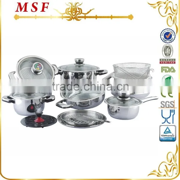 MSF 20pcs Stainless Steel Kitchen Queen Cookware Set With Theromometer Knob MSF-3814 photo-2