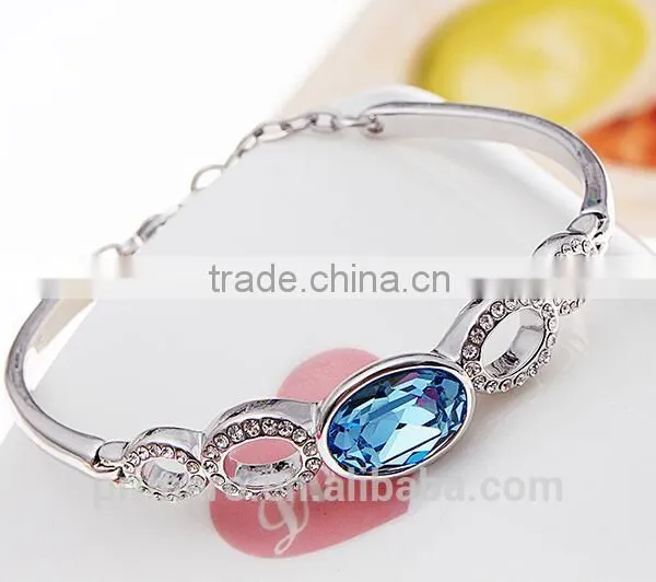 New Design Oval Austrian Crystals 18k Platinum Plated Bracelet Bangle Jewelry Gifts photo-4