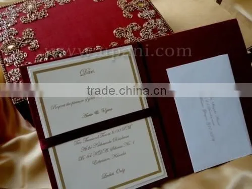 Red and Gold Embroidered Silk Invitation Box WHOLESALE photo-4