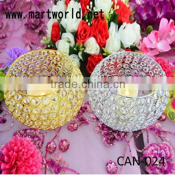 Gold and Silver Crystal Ball Wedding Candle Holder ,crystal Candle Holder for Wedding Table(CAN-024) Quality Choice photo-2
