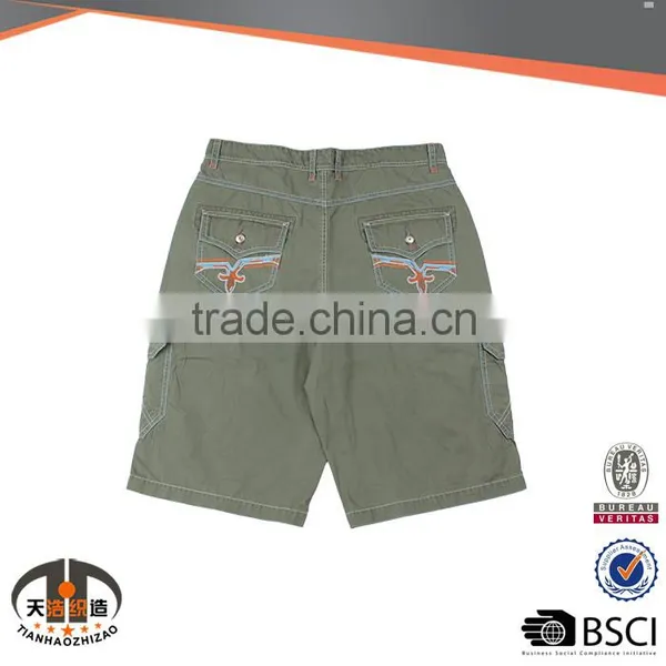 TH-RK017 Fashion Streetwear Six Pocket Mens Army Green Embroider Chino Cargo Shorts photo-2