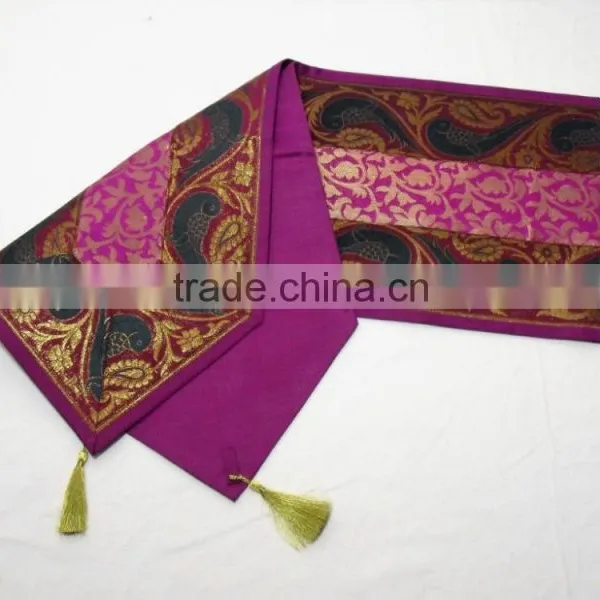 Indian Silk Table Runner With 6 Placemats & 6 Coaster in Purple Color Size 16*62 photo-4