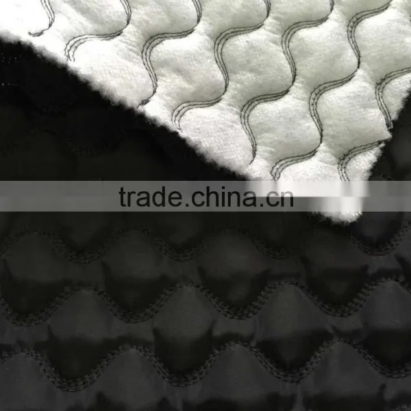 Polyester Stripe With Fashion Embroidered Padded Quilting Fabric photo-2