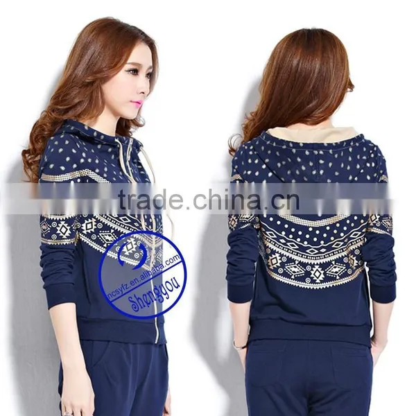 Custom Women's Navy Zip up Printing Hoodie photo-3