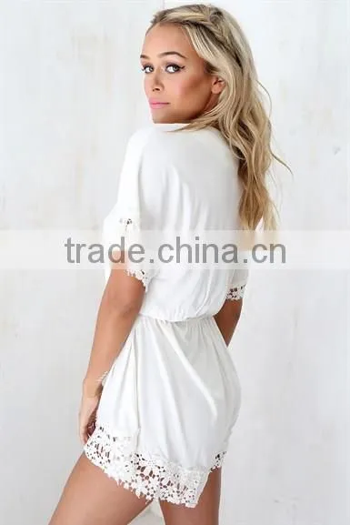 Chic Cream Lily Playsuit Custom Printing One Piece Jumpsuit Sex Jumpsuit photo-4