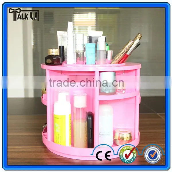 Hot Sell Pink Rotating Acrylic Cosmetic Organizer, Custom Plastic Storage Cosmetic Organizer photo-5