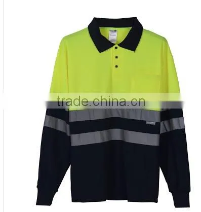 Cheap 100% Polyester High Reflective Safety 2 Tone Color Polo Shirts for Man photo-3