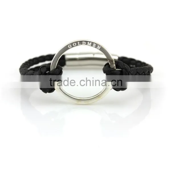 Genuine Leather Wristbands,ring Leather Bracelets,black Leather Wrap Bands photo-2