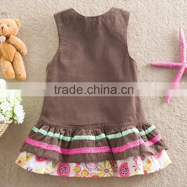(9016#BROWN) 18M-6Y Children Wear Cotton Baby Girls Corduroy Girl Dress photo-5