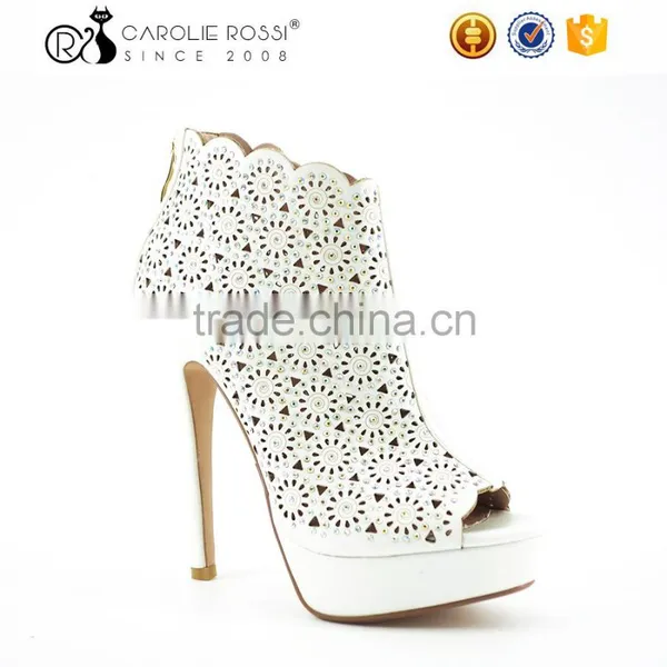 Lady Gaga White High Heel Rhinestone Ankle Sandals Boots for Woman
