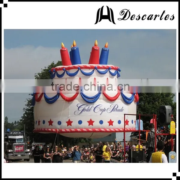 Replica Giant Inflatable Flying Birthday Cake, Hot Sale Advertising Inflatable Helium Birthday Cake photo-2