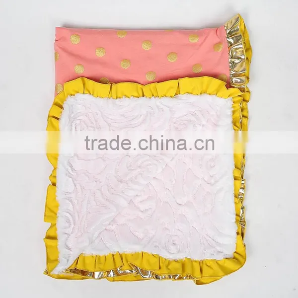 Wholesale Latest Cotton Blanket China Factory Deep Pink Gold Polka Dot Blanket photo-2