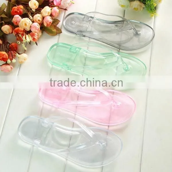 2015 Women Summer Flip Flops Casual Sandals Flats Slippers Beach Sandals Transparent Clear Flip Flops Free Shipping photo-2