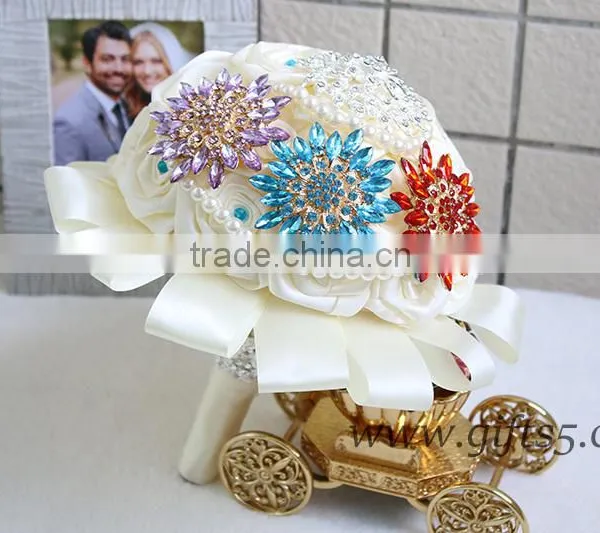 Unique Wedding Bouquets Large Satin Roses Wedding Bridal Bouquet photo-4