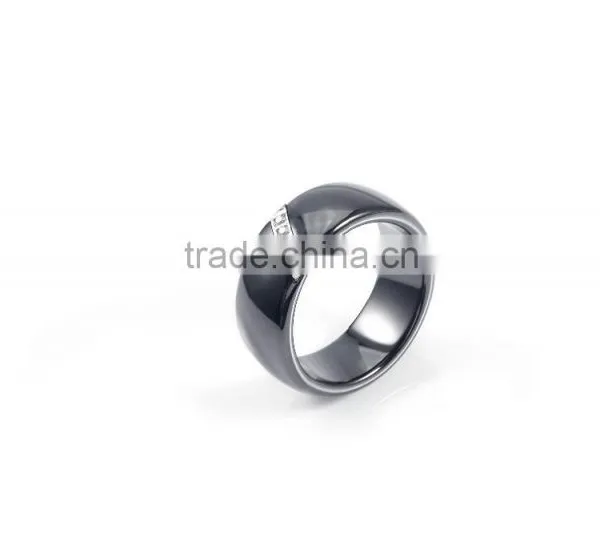 Stainless Steel Ceramic Micro-setting cz Diamond New Coming Design Black Simple Ring Jewelry photo-4