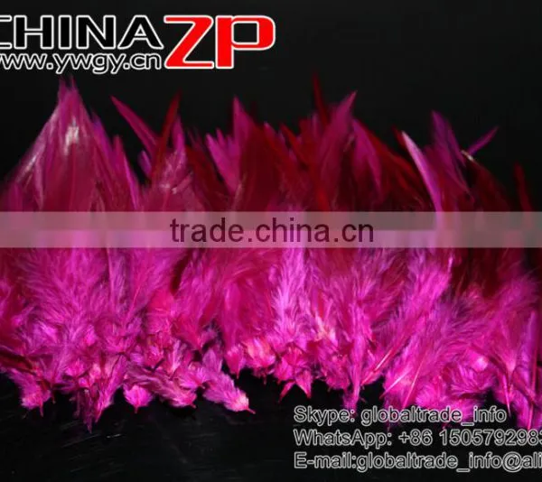 Top Supplier ZPDECOR Wholesale Good Quality Colored Fuchsia Chicken Rooster Saddle Feathers for Sale photo-3