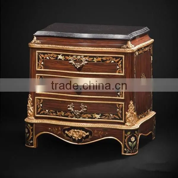 Exquisite Wooden Four Posted King Size Bed, Hand Painting Four-Poster Bed With Night Stand, Wood Carved Bedroom Furniture photo-3
