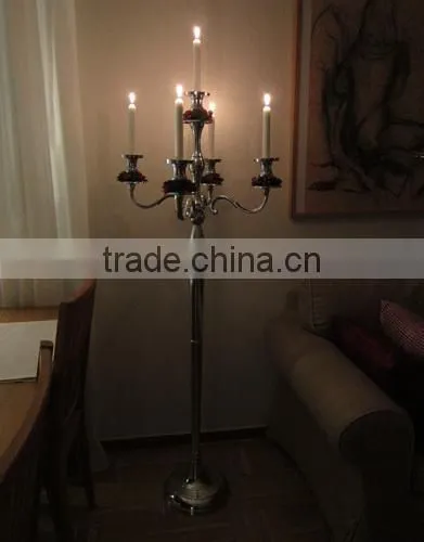 Tall Silver Candelabra , Floor Candelabra For Wedding Decoration/ Wedding Floor Candelabra photo-2
