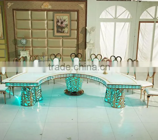 2017 Wedding Event Furnture Half Round With Led Stainless Steel Wedding Dining Table photo-4