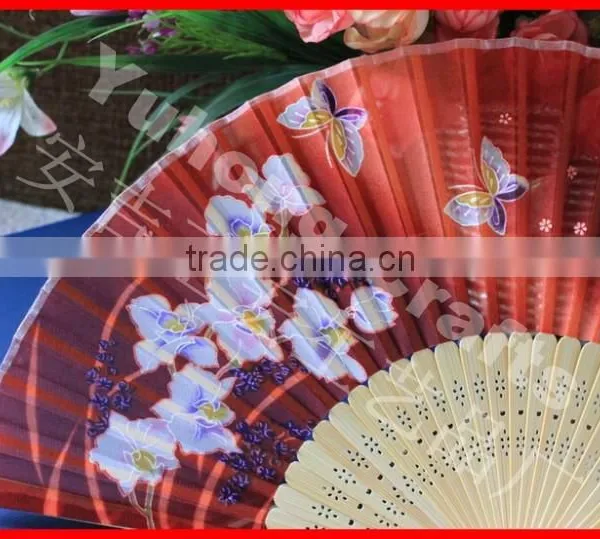 Japanese Style Bamboo Silk Fan Butterfly Print photo-2