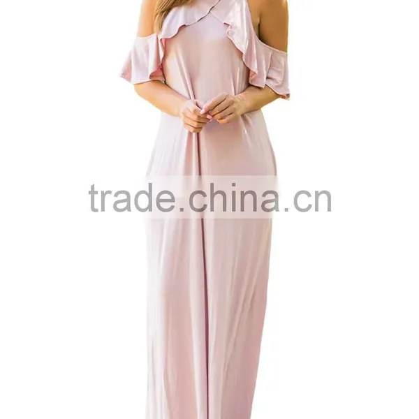 Wholesale Boutique Clothing China Women's Casual Cold Shoulder Ruffle Long Dresses for Women Islamic photo-5
