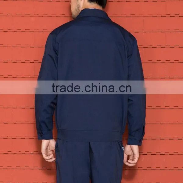 Unisex Navy Blue Cotton Twill With Zip Flap Buttons Work Jacket photo-5
