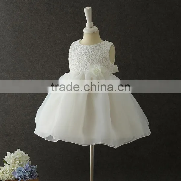 New White Girls Lovely Wear Cheap Wholesale Children Frocks Design Girls Flower Party Dresses Fluffy Baby First Communion Dress photo-3