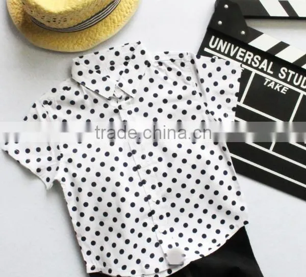 1-5 Years 2017 Wholesale Cotton Summer Dots Short-sleeves Kids Boys Shirts photo-3