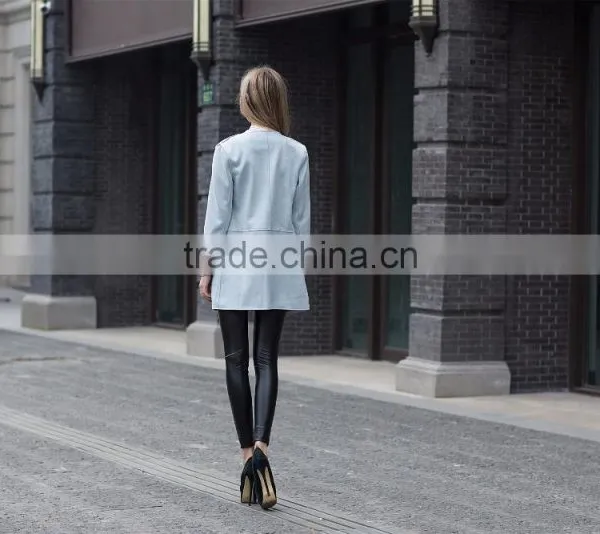 New Fashion Suede Jacket Long Coat for Ladies Women's Long Washed Elegant Coat photo-3