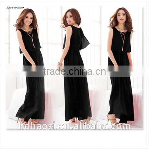 Hot Sale Summer Women Bohemian Beach Dress, Women Chiffon Silk Maxi Dress ,sleeveless Plus Size Dress photo-5