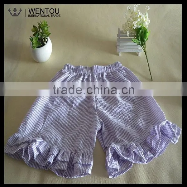 Wholesale Striped Seersucker Girls Ruffle Shorts photo-2
