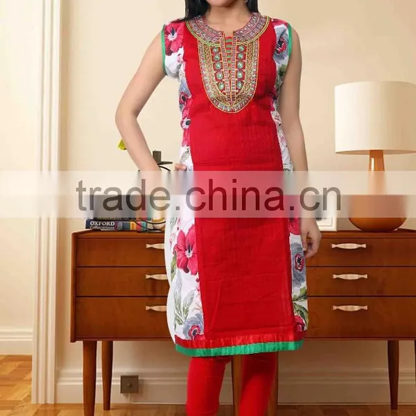 Red Latest Kurti Designs for Girls for Stitching 2015 photo-2