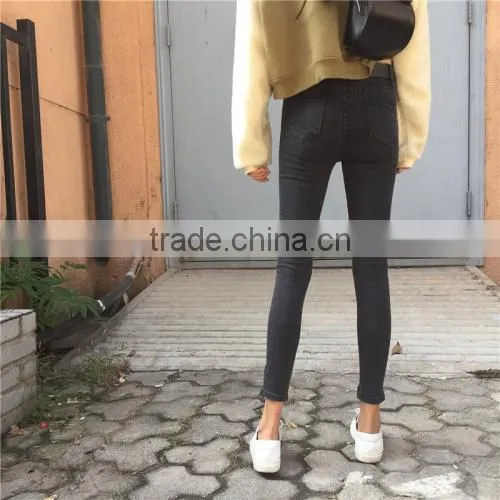 Frayed Black Ladies Woman Trousers Designs for Women Jeans photo-4